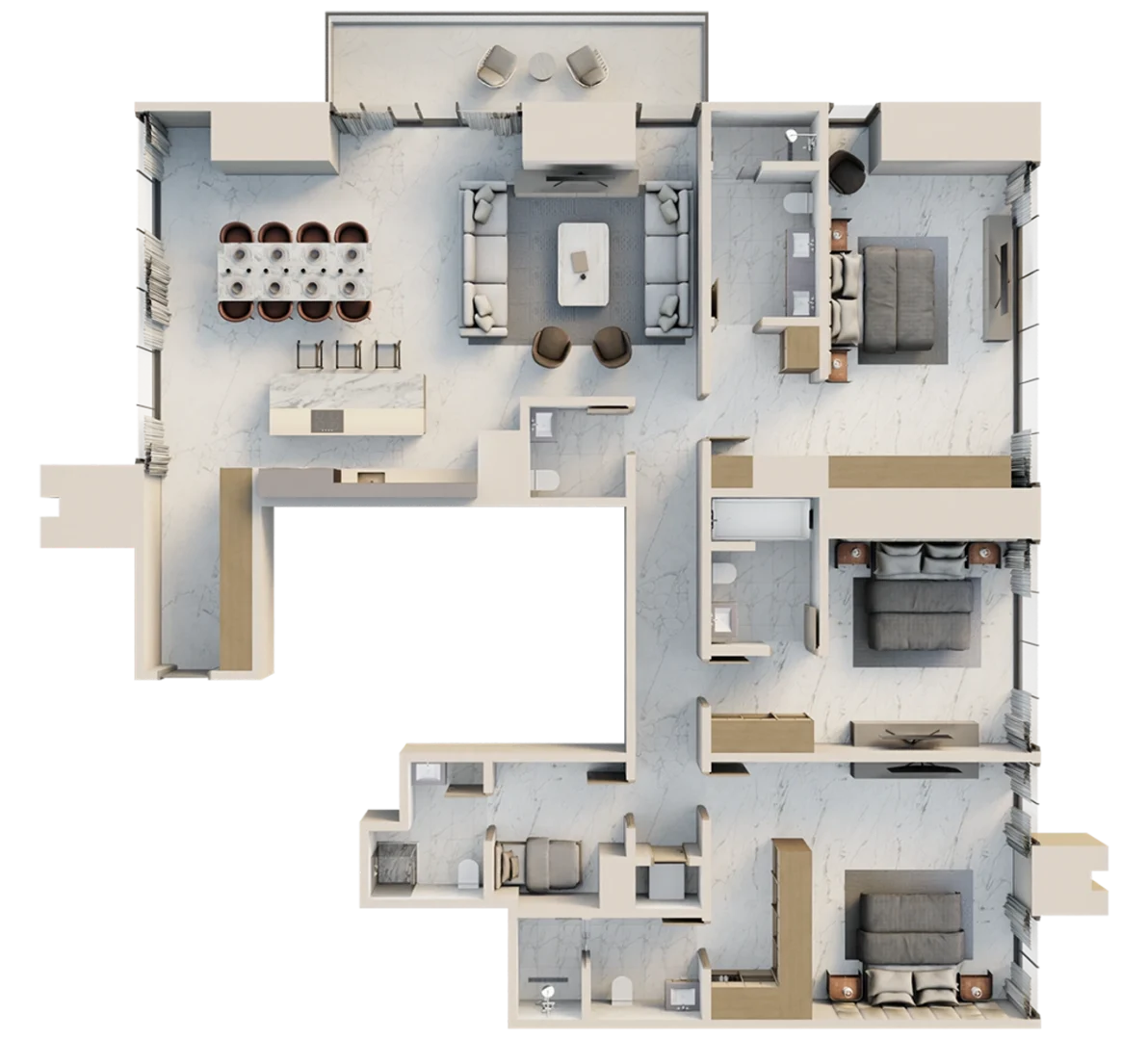 One River Point by Ellington 3 bedroom floor plan