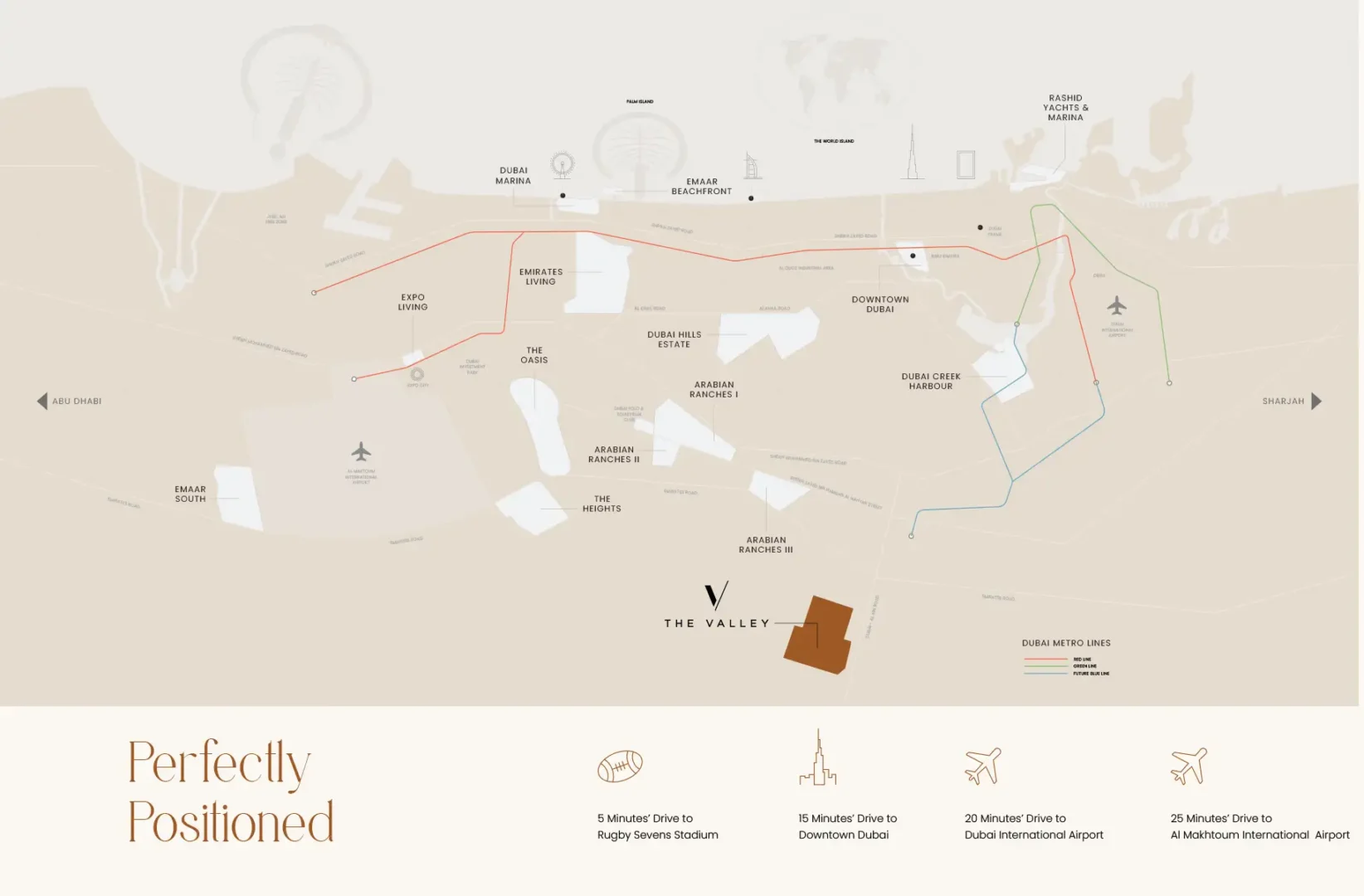 location map of Farm Grove The Valley by Emaar