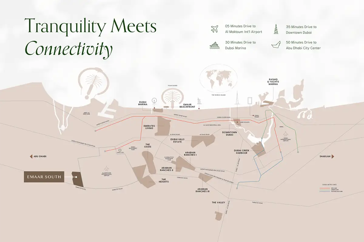 Golf Dale at Emaar South Location Map