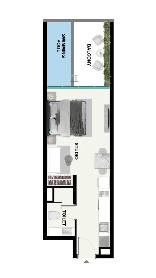 Studio foor plan forSamana Park Meadows