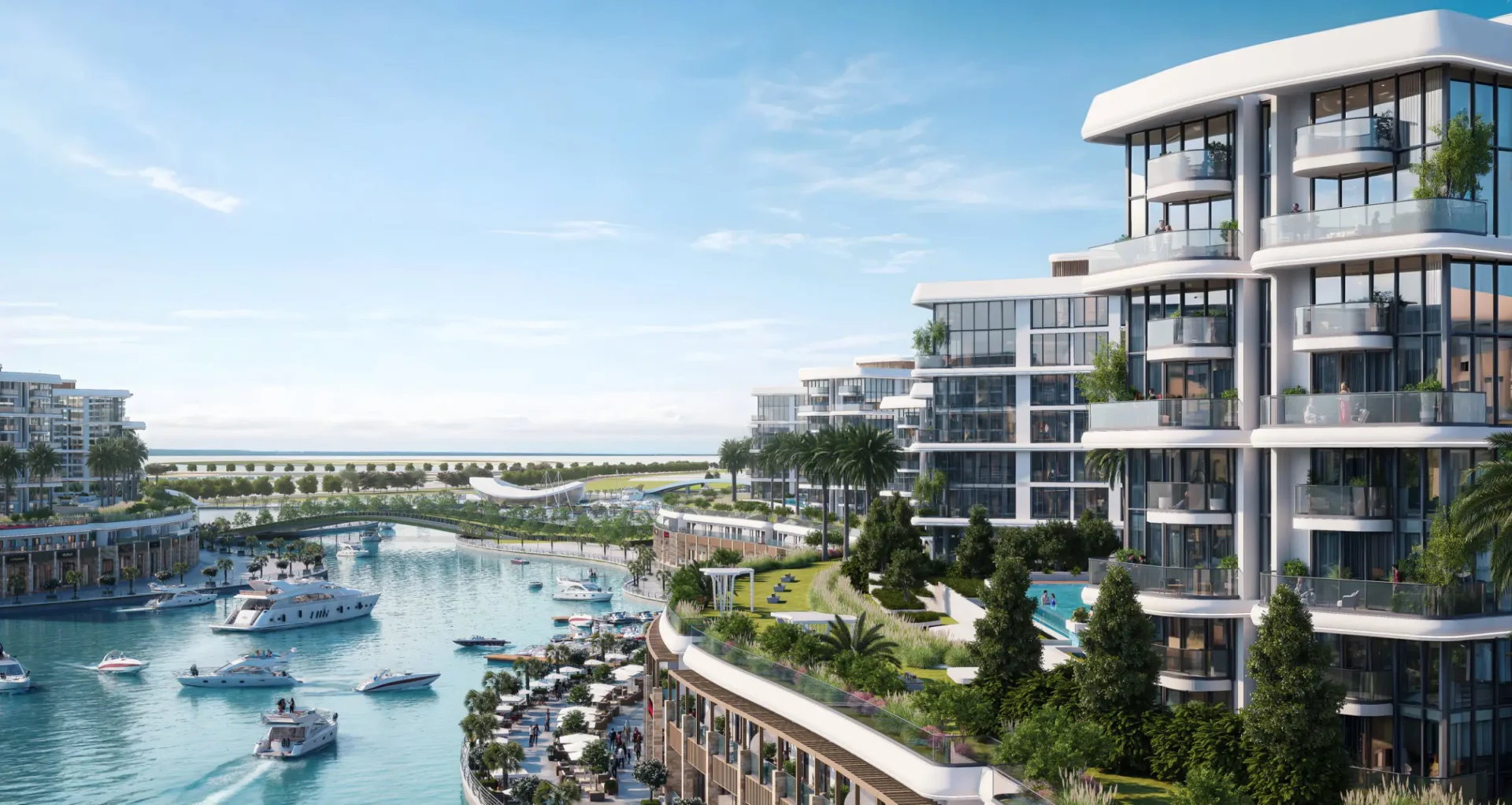 A small lagoon located in front of Sobha Pierside Marina Residences, offering beautiful views.