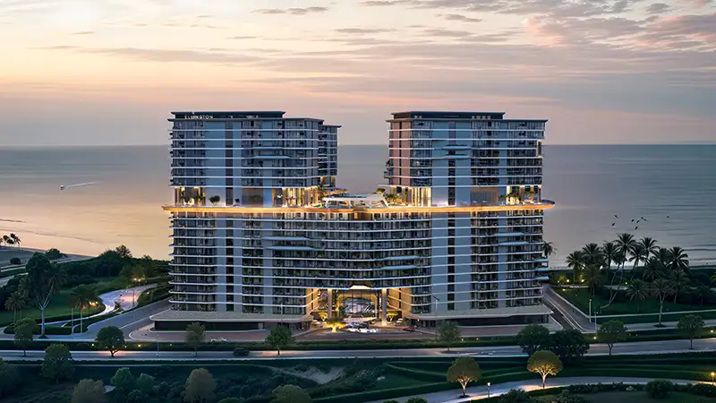 Costa Mare at Al Marjan – Twin tower architecture at dusk