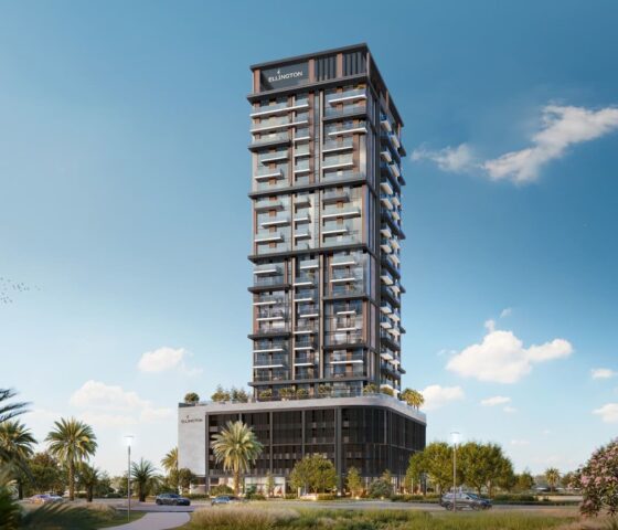 Exterior view of Riverton House, a modern residential high-rise tower with contemporary design.