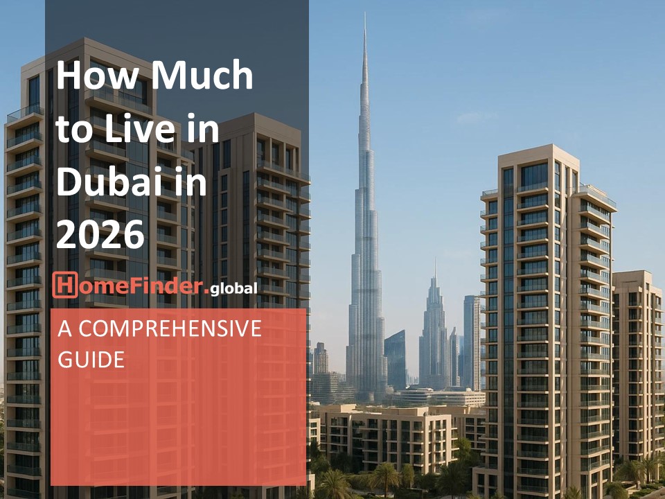 Dubai skyline with luxury penthouses and modern apartments, showing the costs of moving to Dubai in 2026