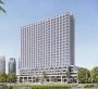 A photo of a gray cube-shaped apartment