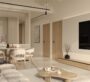 Spacious living room at Ayaan Heights apartment with elegant neutral interior design