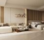 Spacious studio apartment in Binghatti Flare, Dubai, combining bedroom, living, and open kitchen with contemporary styling.