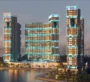 Chelsea Residences – Towers with night lighting near the bay