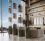 Spacious modern interior with bookshelves and cozy seating