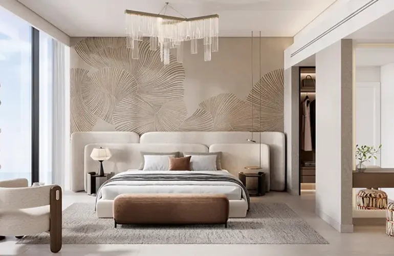 Costa Mare at Al Marjan – Master bedroom with natural light and sea view