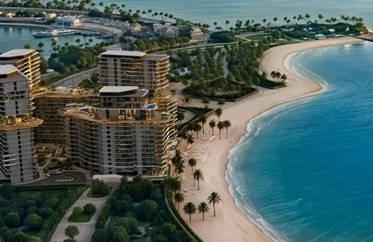 Costa Mare at Al Marjan – Aerial view of private beach and residences