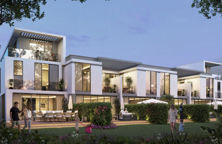 Contemporary luxury villa exterior view at DAMAC Islands Phase 2.