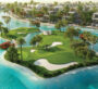 Scenic golf course island surrounded by turquoise waters at DAMAC Islands Phase 2.