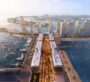 Aerial view of Dubai Harbour Residences with marina and yachts
