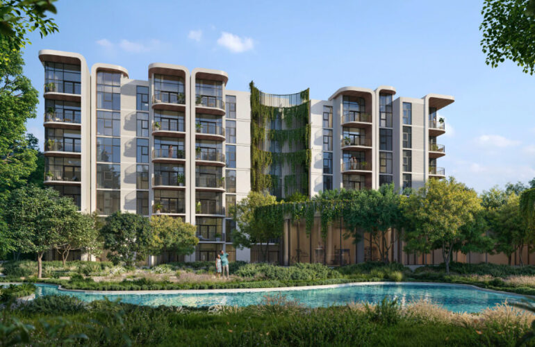 Experience sustainable urban living at Capria at Ghafwoods by Majid Al Futtaim, where modern architecture blends with nature-inspired landscapes.