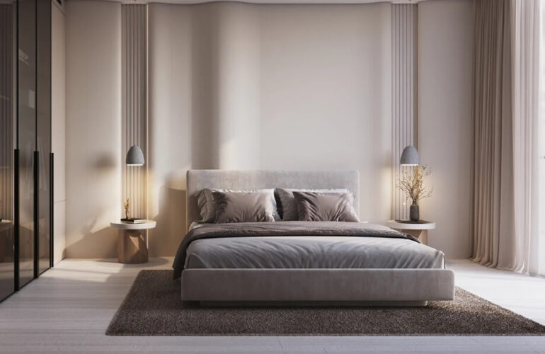 Stylish and serene bedroom design at Binghatti Starlight in Dubai