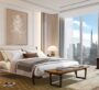 Emirates Towers – Bedroom with modern design and skyline backdrop