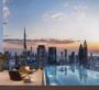 Emirates Towers – Infinity pool with Burj Khalifa view at sunrise