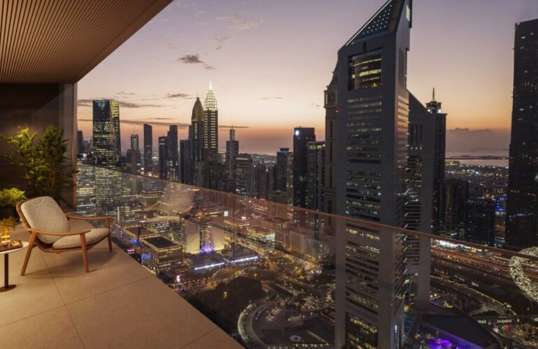 Emirates Towers – Outdoor bar and social space with city view