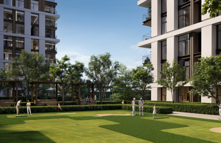 Large landscaped lawn at Expo Living for outdoor activities and leisure