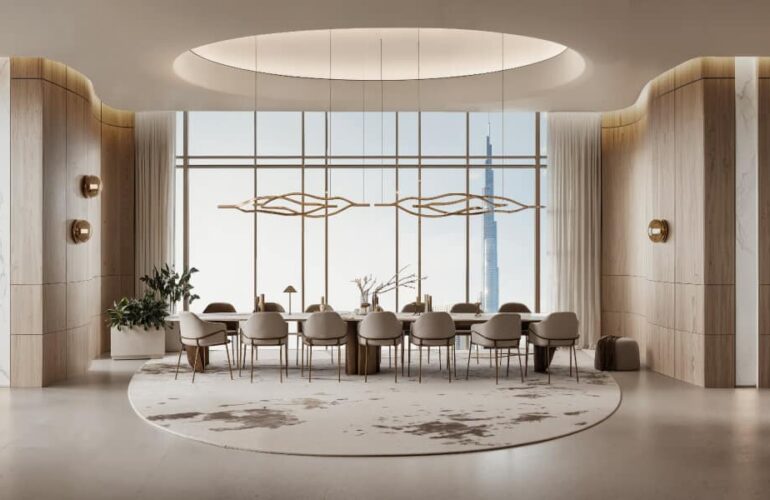 Contemporary lounge space with sophisticated design in DWTN Residences Dubai