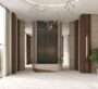 Elegant lobby entrance with marble flooring and chandelier at Binghatti Hillviews