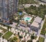 Alternate angle of Hyde Residence pool area, showcasing seating and design details