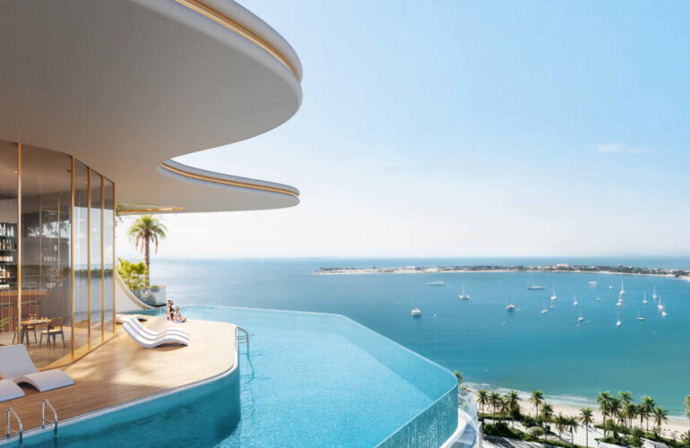 Stunning infinity pool overlooking the ocean at Beach Walk Grand by Imtiaz Developments in Dubai