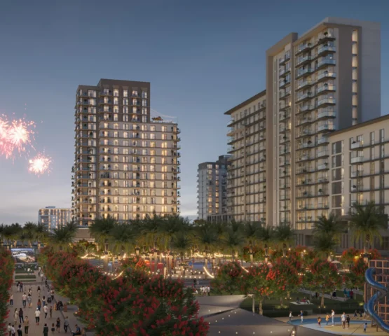 Evening lights and a festive look at Alton by Nshama, Dubai – lively and family-friendly.