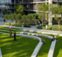 Tiered green amphitheater-style park at Sobha Central