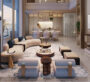 Beautifully decorated living space with ocean view at Beach Walk Grand Dubai