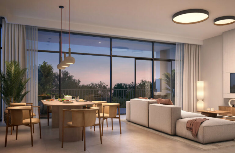 Experience breathtaking views from stylish, light-filled apartments at Capria at Ghafwoods by Majid Al Futtaim, designed for luxury and comfort.