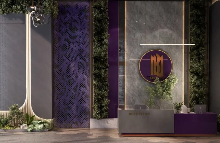 Elegant entrance of MBL Signature in Dubai featuring luxurious façade and modern lighting