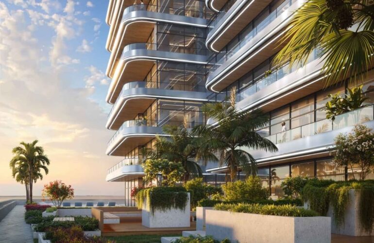 Spacious balcony and terrace area with glass railing at Binghatti Hillviews