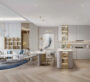 Sleek and bright kitchen with dining area at Beach Walk Grand in Dubai