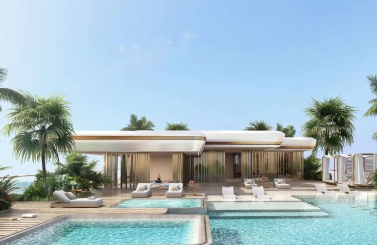 Contemporary exterior architecture of Nuvana residential complex in Dubai