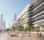 Street-level perspective of Dubai Harbour Residences with greenery and walkways
