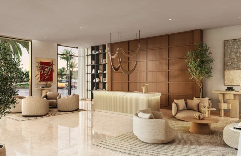 Pier Point 2 Modern lobby interior with soft tones and natural lighting