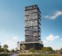 Exterior view of Riverton House, a modern residential high-rise tower with contemporary design.