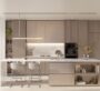 Spacious kitchen with island counter, sleek cabinets, and open-plan layout in Riverton House.