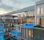 A modern building with balconies featuring private pools. The sleek, contemporary design of the Samana Rome project offers luxurious living spaces with expansive glass windows and a stylish exterior.