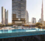 Luxury infinity pool at Trump Tower by DARGLOBAL in Dubai with Burj Khalifa backdrop