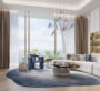 Contemporary living room with stunning sea views at Beach Walk Grand Dubai