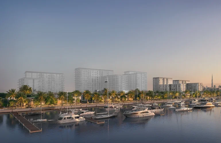 Pier Point 2 Marina view with yachts and waterfront residences at sunset
