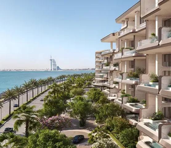 Panoramic view of mountains and sky from a luxurious villa balcony.