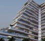 A two-section apartment at Trinity Exterior-Lift Lobby in Dubai, featuring a modern design and a clear blue sky in the background. Part of Dubai's luxury real estate