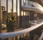 Stylish curved balcony in Westwood Grande with scenic city views