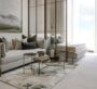 Bright and contemporary living room with neutral tones in Westwood Grande apartment