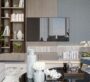 Modern TV wall and shelving unit in Westwood Grande with decorative items