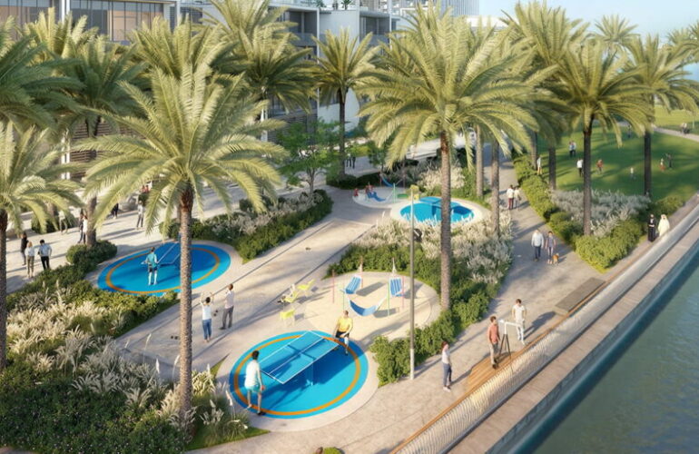 Premium amenities including swimming pools and landscaped gardens at Valia by Emaar Properties
